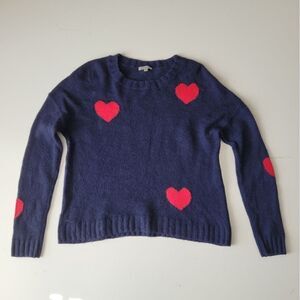 S RAILS Cashmere Blend navy blue red preppy heart hearts sweater jumper S SMALL